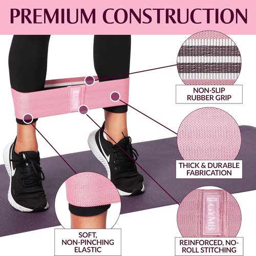 Gymbee Premium Resistance Bands - No Slip Cloth Booty Bands for Glutes, Thighs & Legs | 3 Levels for Home & Gym Fitness