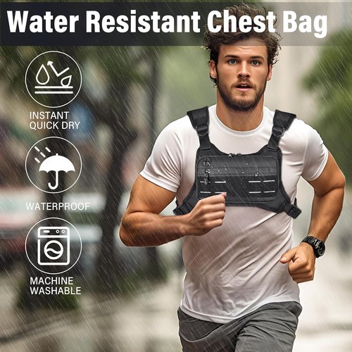 Mozeto Running Vest for Men - Reflective & Water Resistant Chest Pack | Lightweight Sports Phone Holder