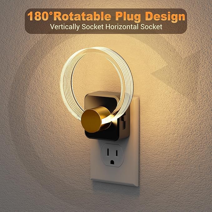 JandCase Night Light, Night Lights Plug into Wall, 2 Pack Dimmable Nightlight