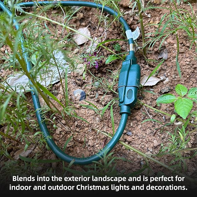 YOJOE Indoor Outdoor Extension Cord, 3 Prong 13A Weatherproof Power Cord, 16 Gauge Heavy Duty 40 ft Green Extension Cord for Garage, Garden and Home, 16/3 SJTW UL Listed