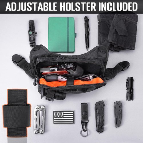 DEYACE Tactical Chest Bag for Men - Adjustable Gun Vest Holster for Workouts & Hiking