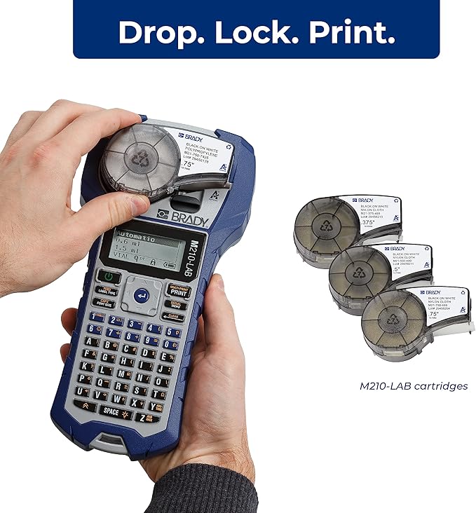 Brady M210-LAB Portable Label Printer, 9.5 in H x 4.5 in W x 2.5 in D