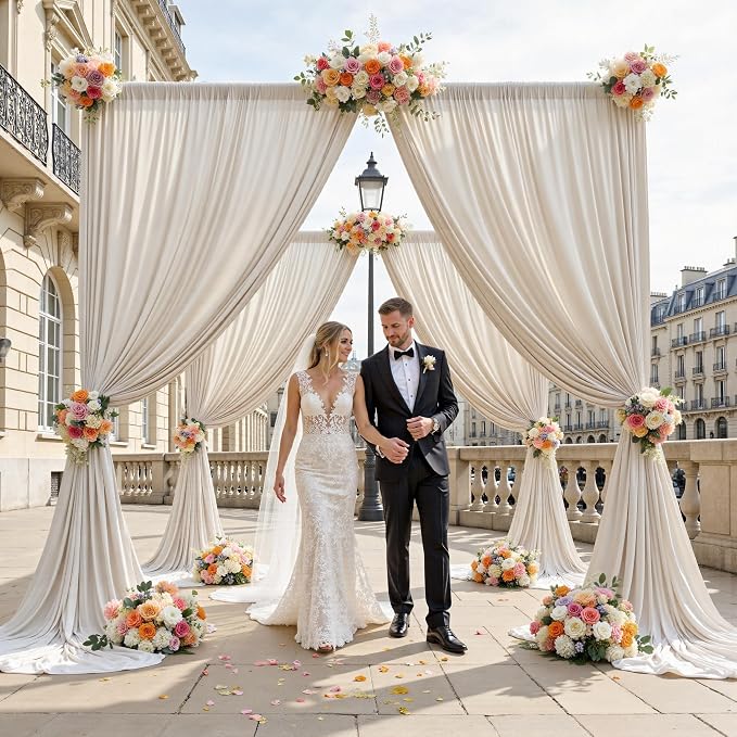 20ft x 12ft Wrinkle Free Beige Backdrop Curtains