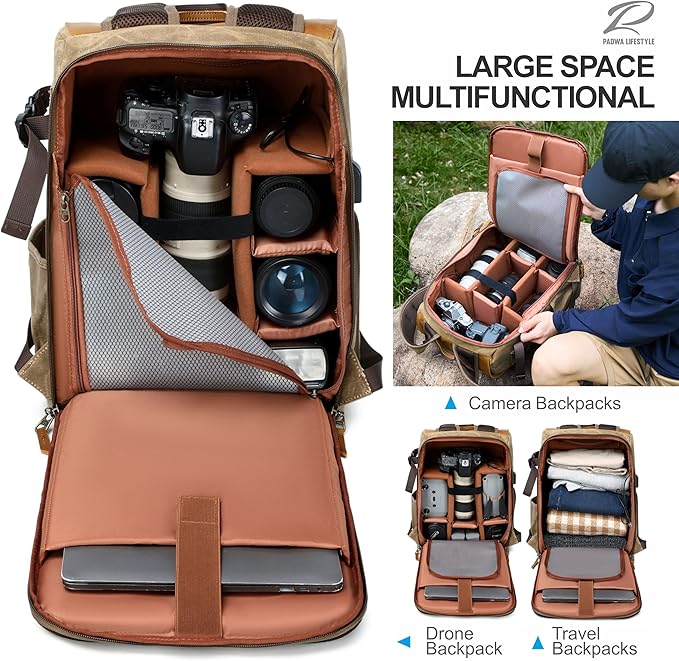 Padwa Lifestyle Khaki Camera Backpack