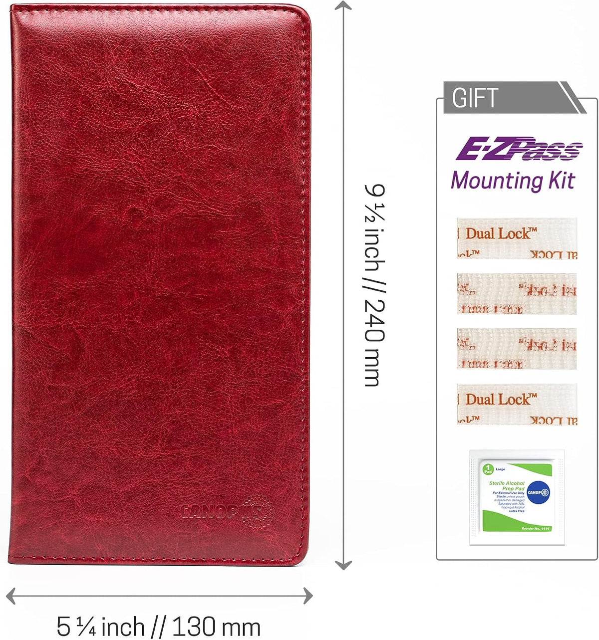 CANOPUS Car Registration and Insurance Holder, PU Leather Card Holder, Vehicle Glove Box Organizer for Auto, SUV, Truck, Red