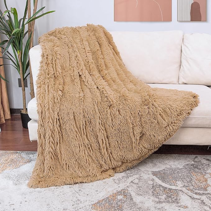 Tuddrom Decorative Extra Soft Faux Fur Blanket Queen Size 80" x 90", Solid