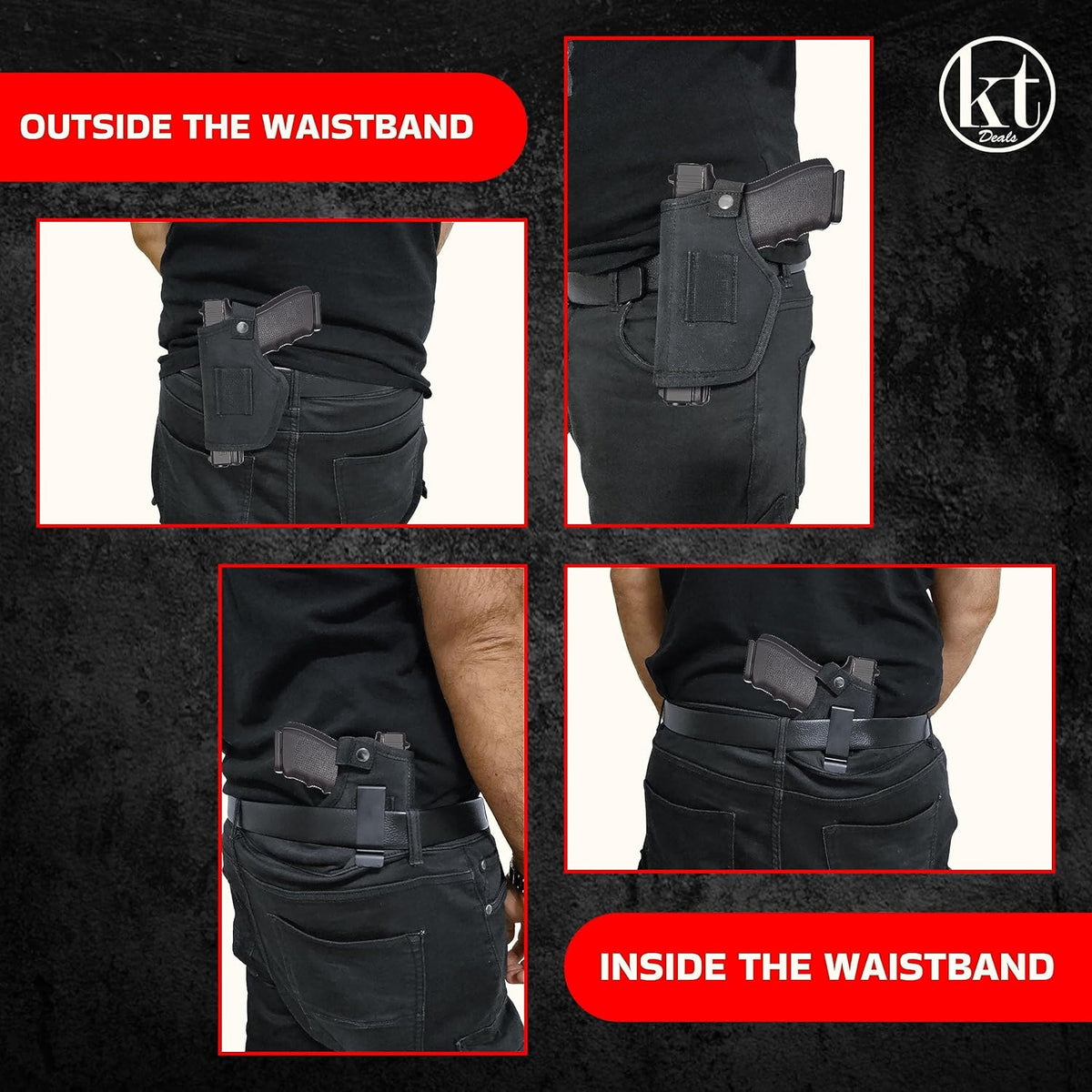 Universal Gun Holster - IWB/OWB Waist Belt Pistol Holster for Glock 380 & 9mm - Right/Left Hand Draw