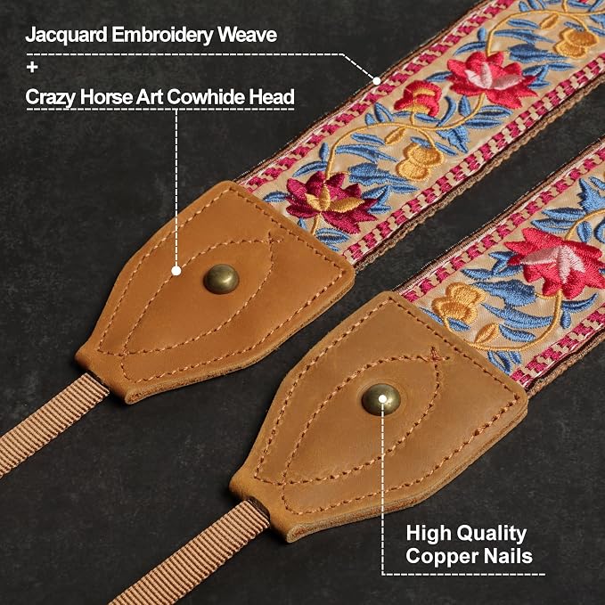 Padwa Lifestyle 2" Wide Classic Crazy Horse Art Cowhide Head Cotton Camera