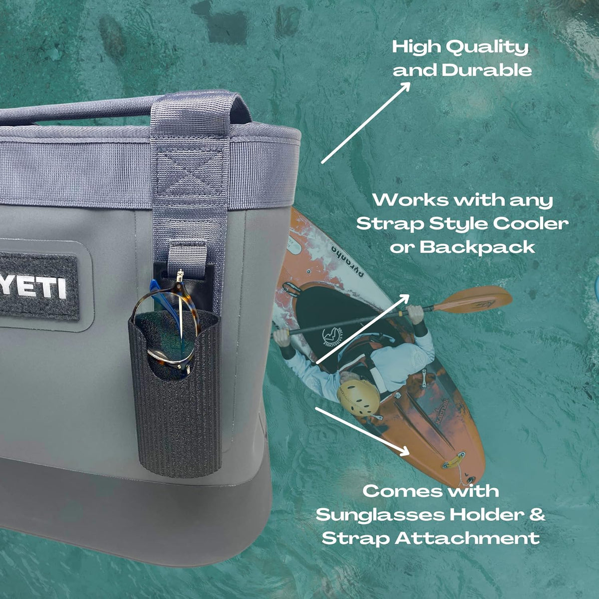 Yeti Sunglasses Holder Attachment - Securely Hold Sunglasses on Soft Coolers & Backpacks - Made in USA!