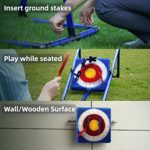 BunnyBoo Axe Throwing Game - Safe Bristle Target Set with 4 Axes & Darts | Portable Fun for Kids & Adults