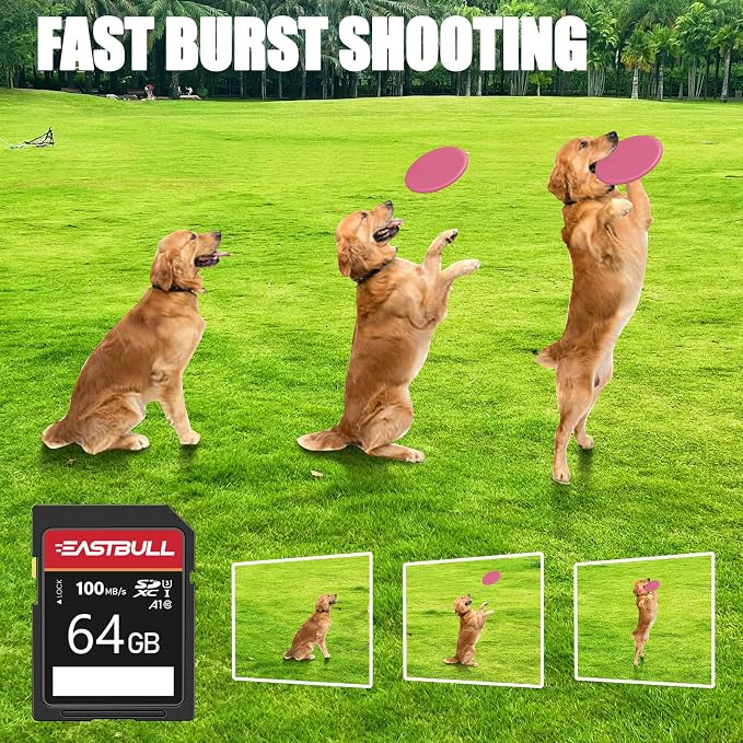 5-Pack of SD Card 64GB EASTBULL Class 10 SD Cards U1 V30 High-Speed 100MB/s
