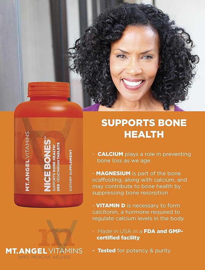 Mt. Angel Vitamins - Nice Bones, Supports Bone Health (250 Vegetarian Tablets)