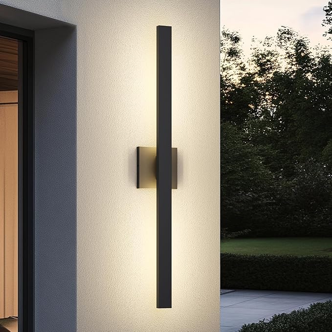 LamQee 31.5 Inch Aluminum Long Outdoor Modern LED Wall Light 3000K 1500LM, Slim Linear Exterior Lighting Fixtures Wall Mount, Waterproof Black Outside Sconce for House Porch Patio Garage Door Yard