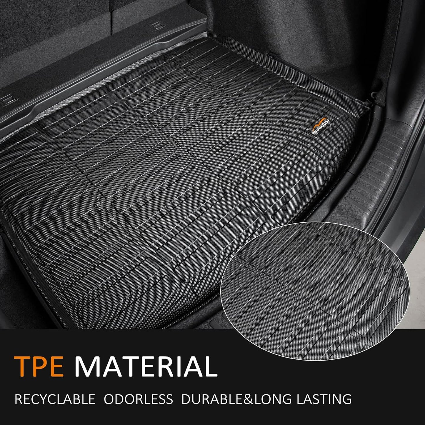 Binmotor-All Weather Floor Mats & Cargo Liner Set for 2023 2024 2025 Prius & Prius Prime(PHEV), TPE Heavy Duty Non-Slip Automotive Floor Liners Waterproof Car Mats for Prius Accessories