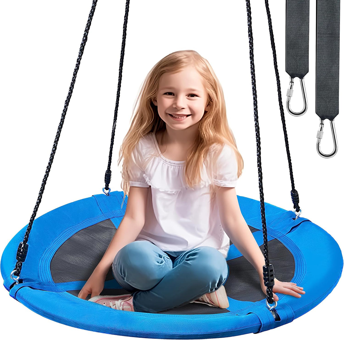 TURFEE 40-Inch Saucer Tree Swing - 900 lb Weight Capacity, Waterproof Seat for Kids | Outdoor Fun (Blue)