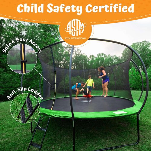 Jumpzylla Trampoline - Outdoor Recreational Trampoline with Enclosure & Ladder | 8FT to 16FT, ASTM Approved