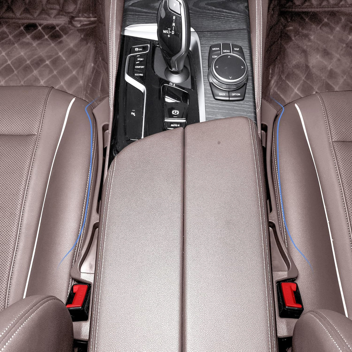 Car Seat Gap Filler Organizer with Dual Slots, 2 Pack Anti-Drop Storage Solution for Car SUV Truck - Prevents Phone, Keys, Wallet from Falling Between Seats (Brown)