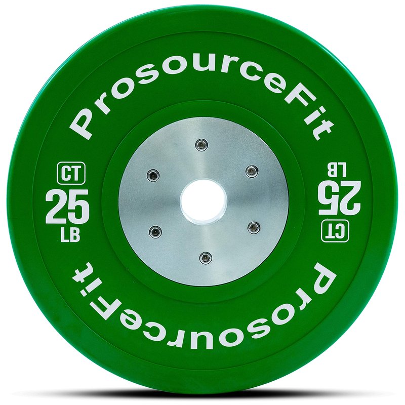 ProsourceFit Competition Color Training Bumper Plates, Rubber with Steel Insert, 25lb, Calibrated for Strength Exercise and Cross Conditioning, Power Lifting, Weighted Workouts