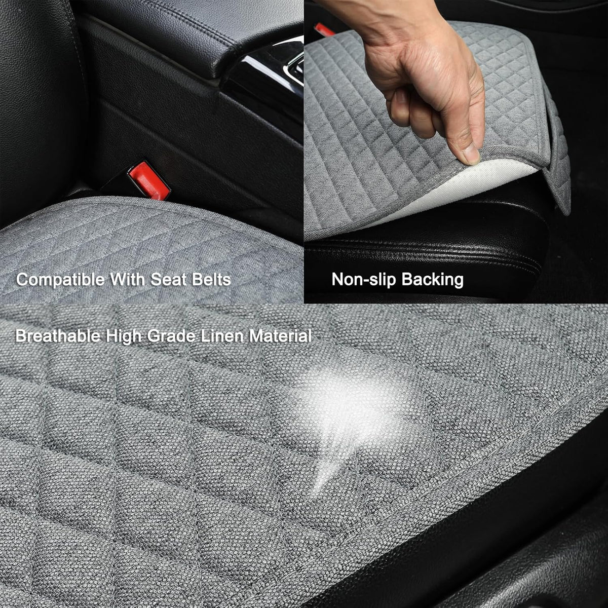 West Llama Linen Car Seat Covers,Bottom Seat Covers for Cars Include 1 Piece Front Driver Seat Pad Mat Universal Fits 90% Vehicles,SUVs,Cars,Sedans(1Piece-Gray)