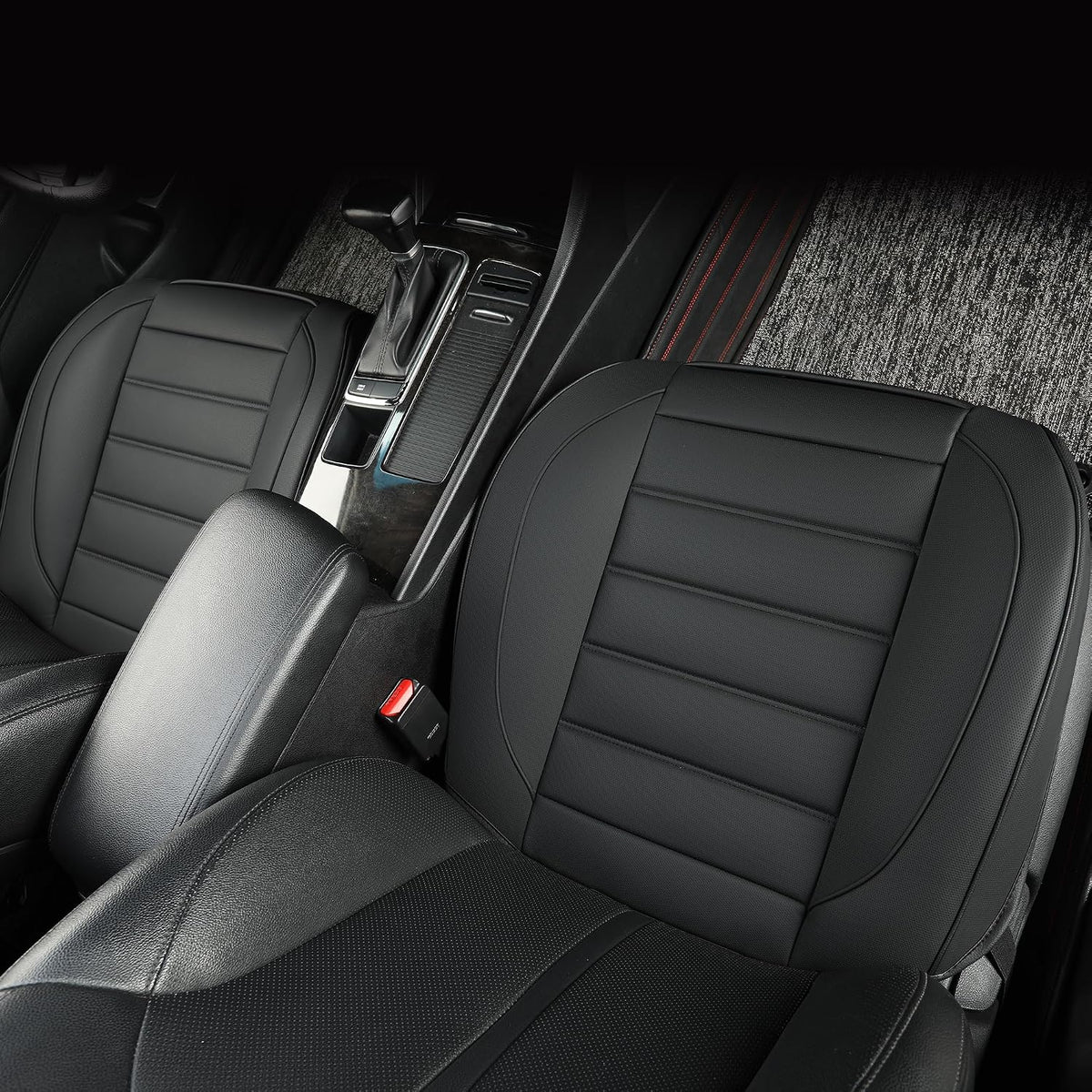 2 Pack Leather Front Car Seat Covers,Bottom Seat Covers for Cars,Driver Car Seat Cover,Luxury Seat Protectors,Waterproof,Full Wrap,for Most Vehicles,Sedan,Truck,SUV(Black)