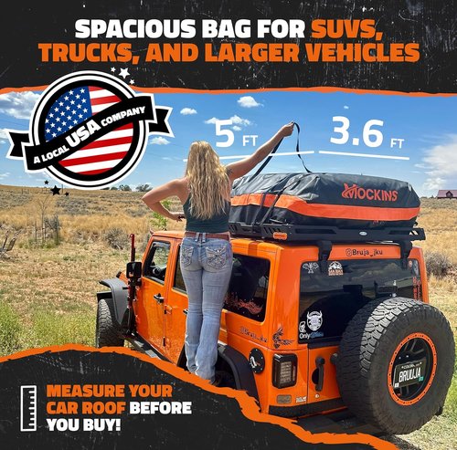 Mockins Rooftop Cargo Carrier Bag - 30 Cu.Ft. All-Weather Soft-Shell Vinyl | 60"x43"x20" for Cars, SUVs & Trucks