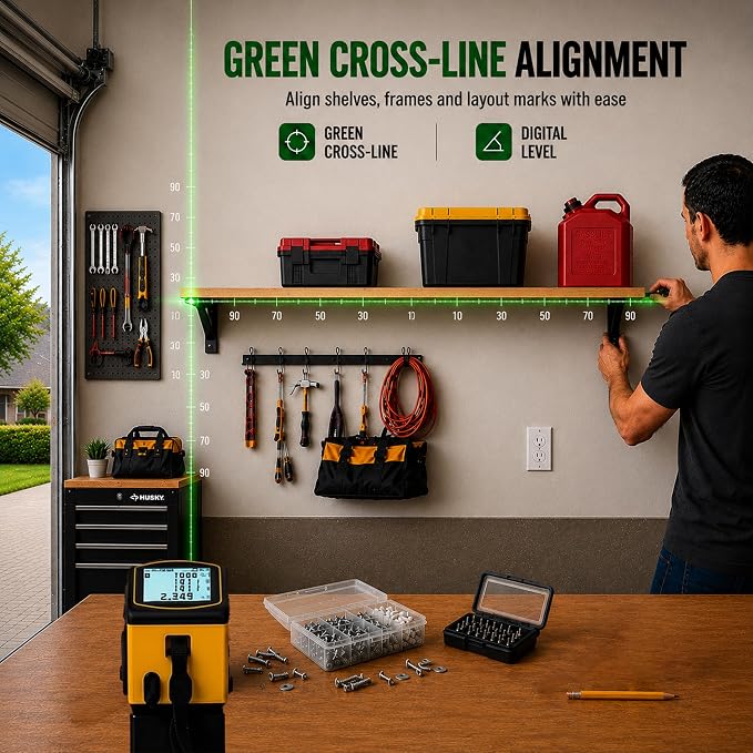 4-in-1 Digital Green Laser Tape Measure, 16FT Tape, 328FT Distance Meter | 33FT