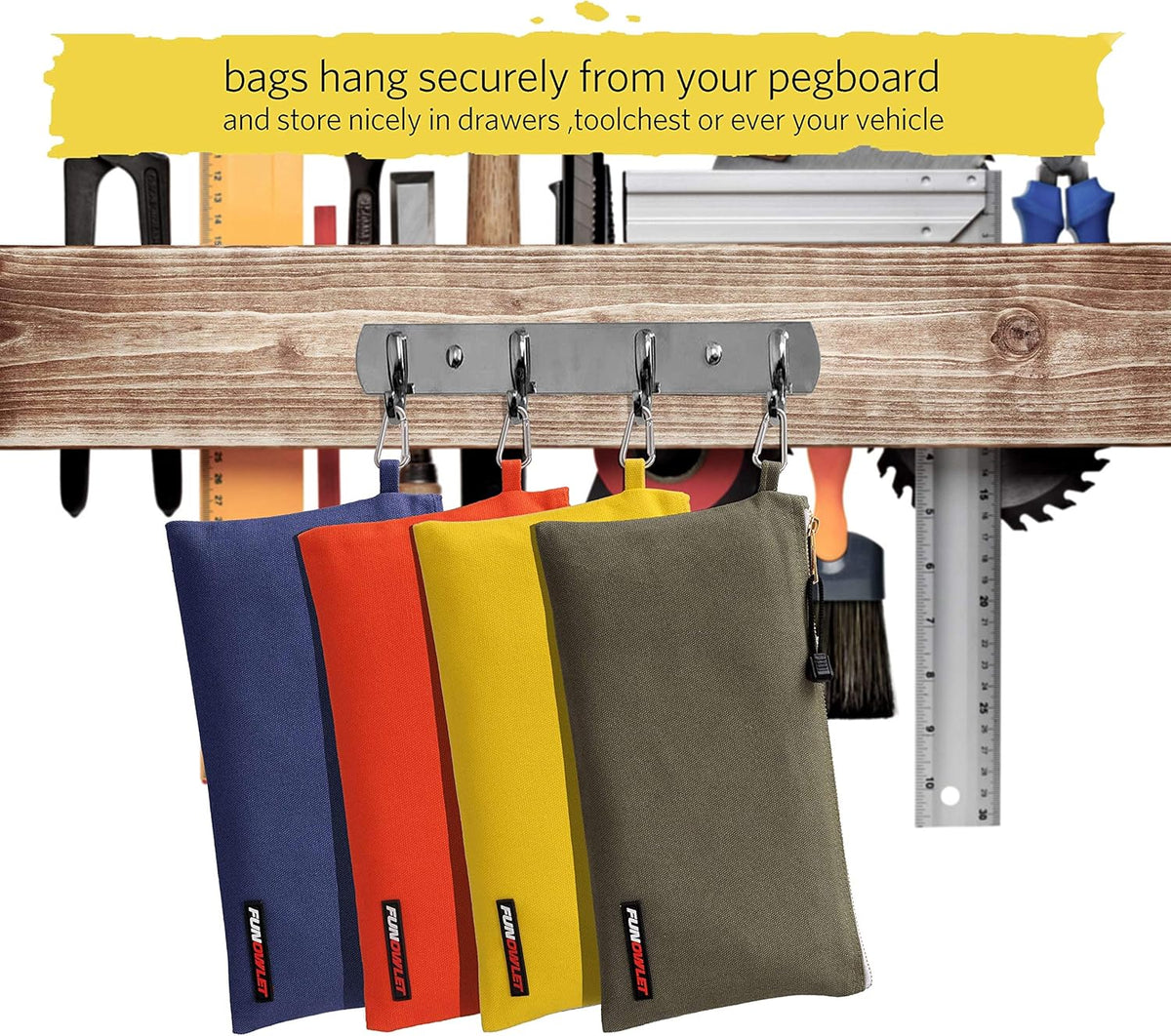 FunOwlet Utility Canvas Zipper Tool Bag, 4 Pack