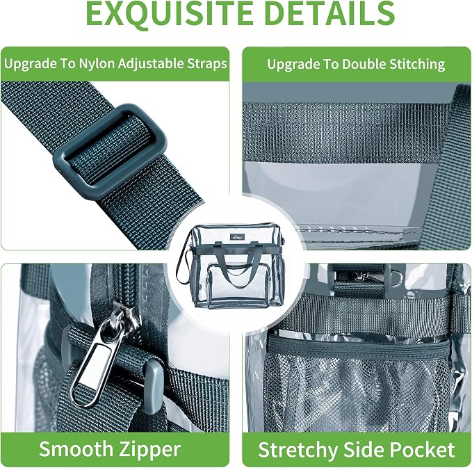 MAY TREE Clear Bag for Stadium Events 12×6×12 Clear Tote Lunch Bag