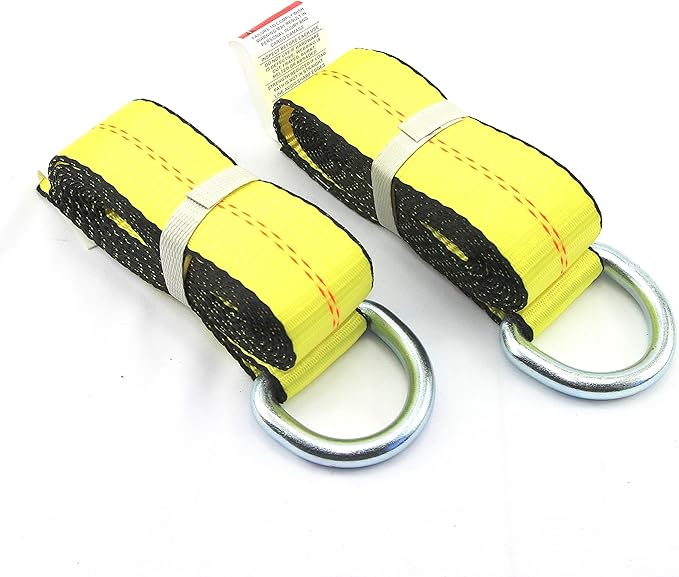 GRIPON (Pack of 6) 2" x8' Lasso Strap with 2" Ratchet and J Finger Hook Tie Down