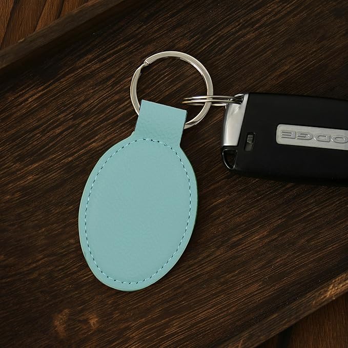 LaserGram Oval Keychain, Off Road Racer, Personalized Engraving Included (Teal)