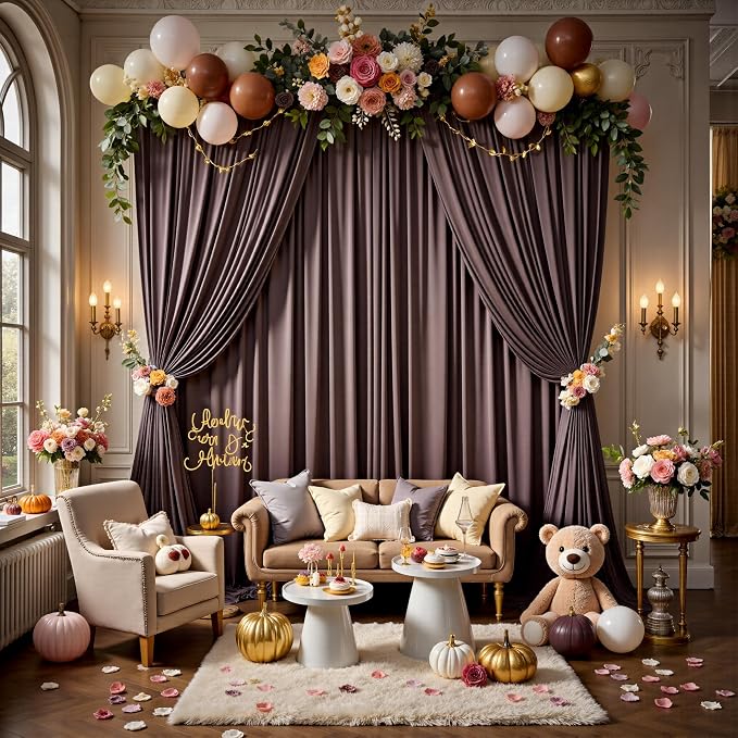50ft x 12ft Brown Backdrop Curtains