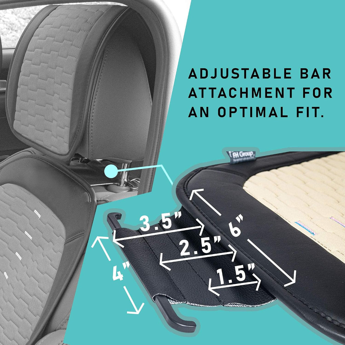 FH Group Front Set Automotive Seat Cushions, Car Seat Covers for Low Back Car Seats, Universal Fit, Airbag Compatible Seat Cover for SUV, Sedan, Van, Gray