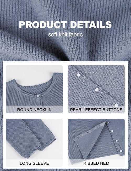 Lviefent Women's Knit Cardigan - Lightweight Casual Crew Neck Sweater Jumper in Versatile Colors