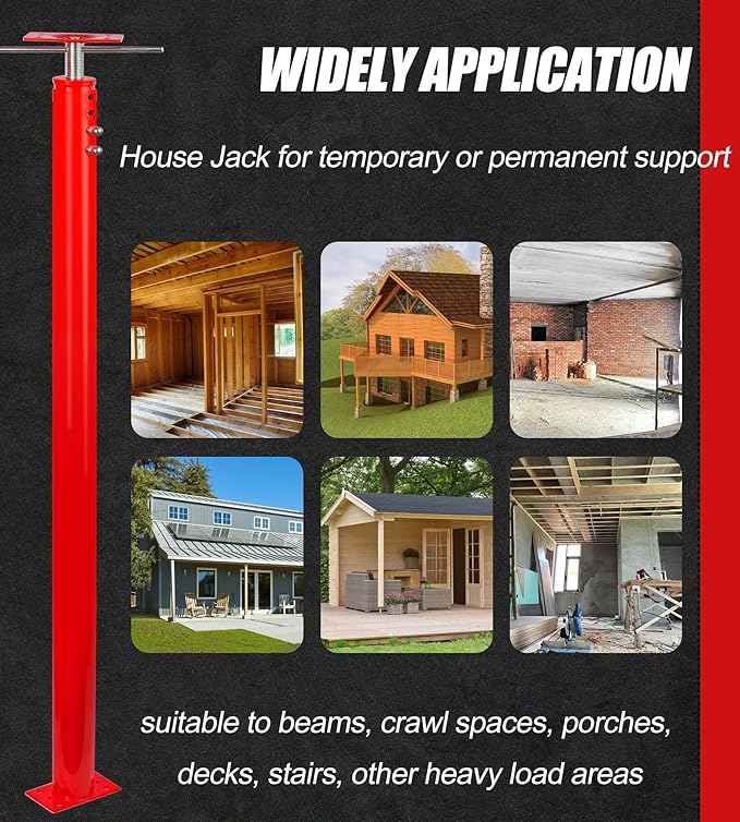 2 Pack House Jack Post Pole for Leveling, 48"-96" Adjustable House Floor Jacks, Support Joist Beam Brace Telescoping Jack Stands for Basements, Decks, Crawl Spaces, 18000 lbs Max Load Capacity
