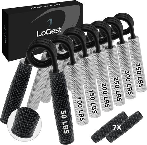 **Skiennix Heavy-Duty Hand Grip Strengthener Set - 7 Levels 50LB-350LB | No Slip Design for Home Gym**