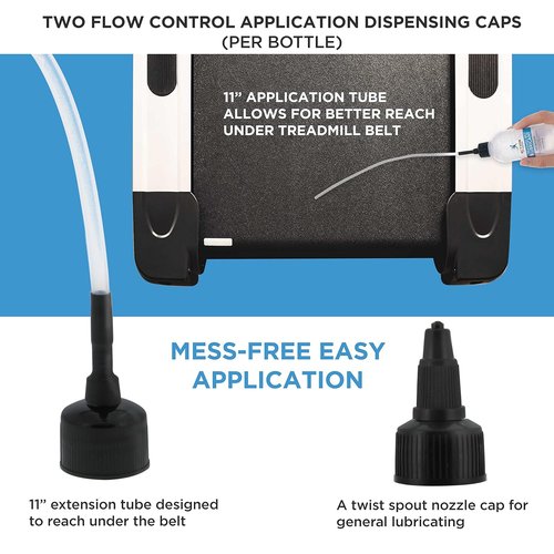 Action Fitness 100% Silicone Treadmill Lubricant - 4oz Bottles with Dual Applicators for Easy Maintenance | Extends Life & Smooths Operation (2 Pack)