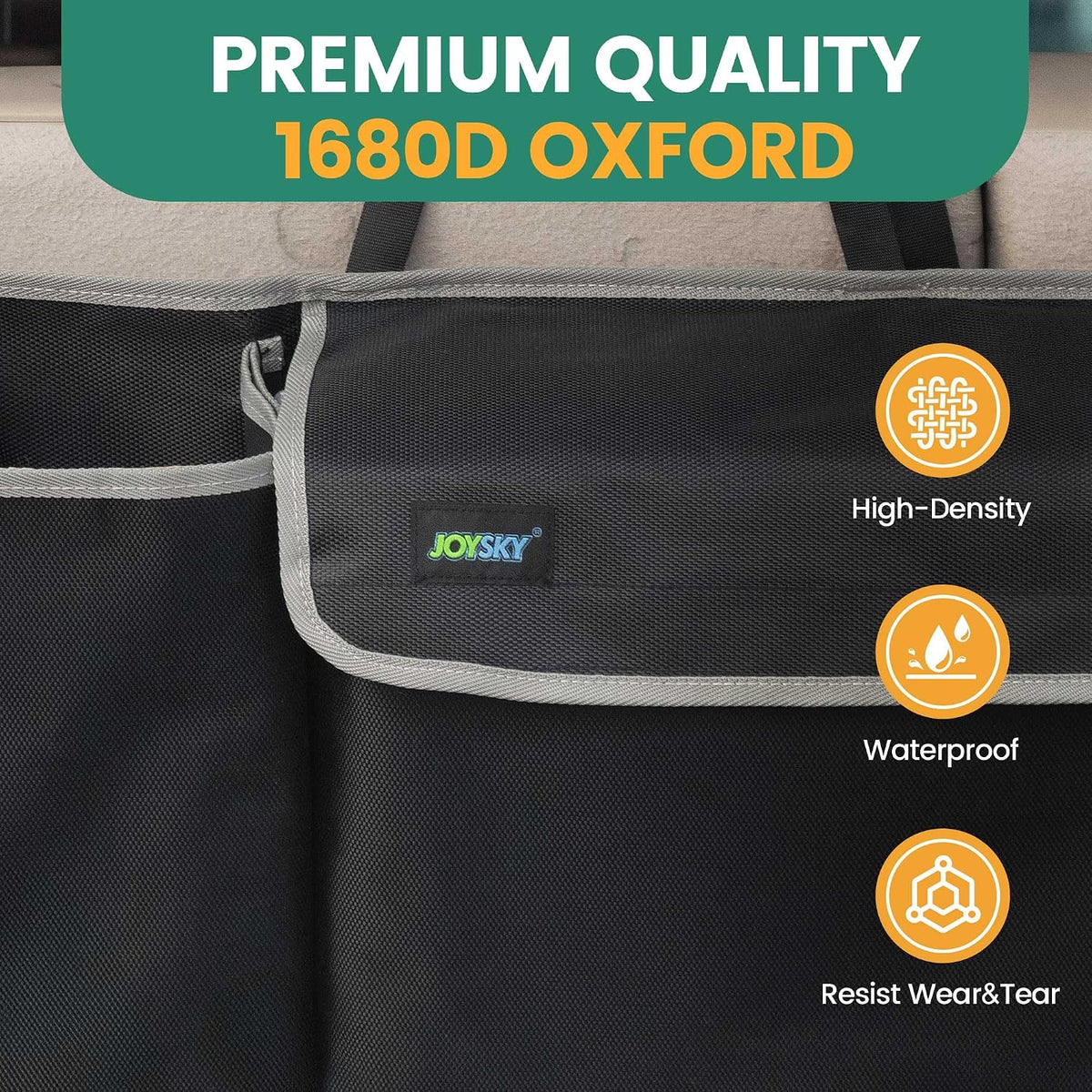 JOYSKY Trunk Organizer and Car Seat Protectors 2 Pack, Space-saving Hanging Car Organizer, Large Seat Cover Protectors, Road TripAccessories