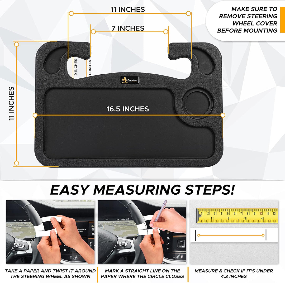EcoNour 2 in 1 Car Steering Wheel Desk | Car Tray for Laptop