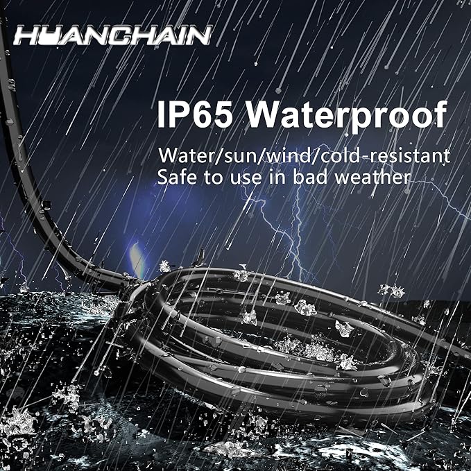 HUANCHAIN 200 ft 16/3 Gauge Extension Cord Outdoor Waterproof with Lighted end, Flexible Cold-Resistant 3 Prong Long Black Extension Cord Outside, 10A 1250W 16AWG SJTW, ETL
