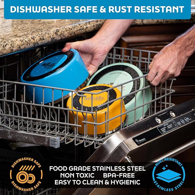 Master Pet Supply Stainless Steel Dog Bowls - 25 oz, Heavy Duty - Emerald Sea, Double Wall Extra-Thick Insulated, Non-Slip Pet Water Bowl for Dogs, Cats & Pets, Anti Rust Metal, Dish Washer Safe