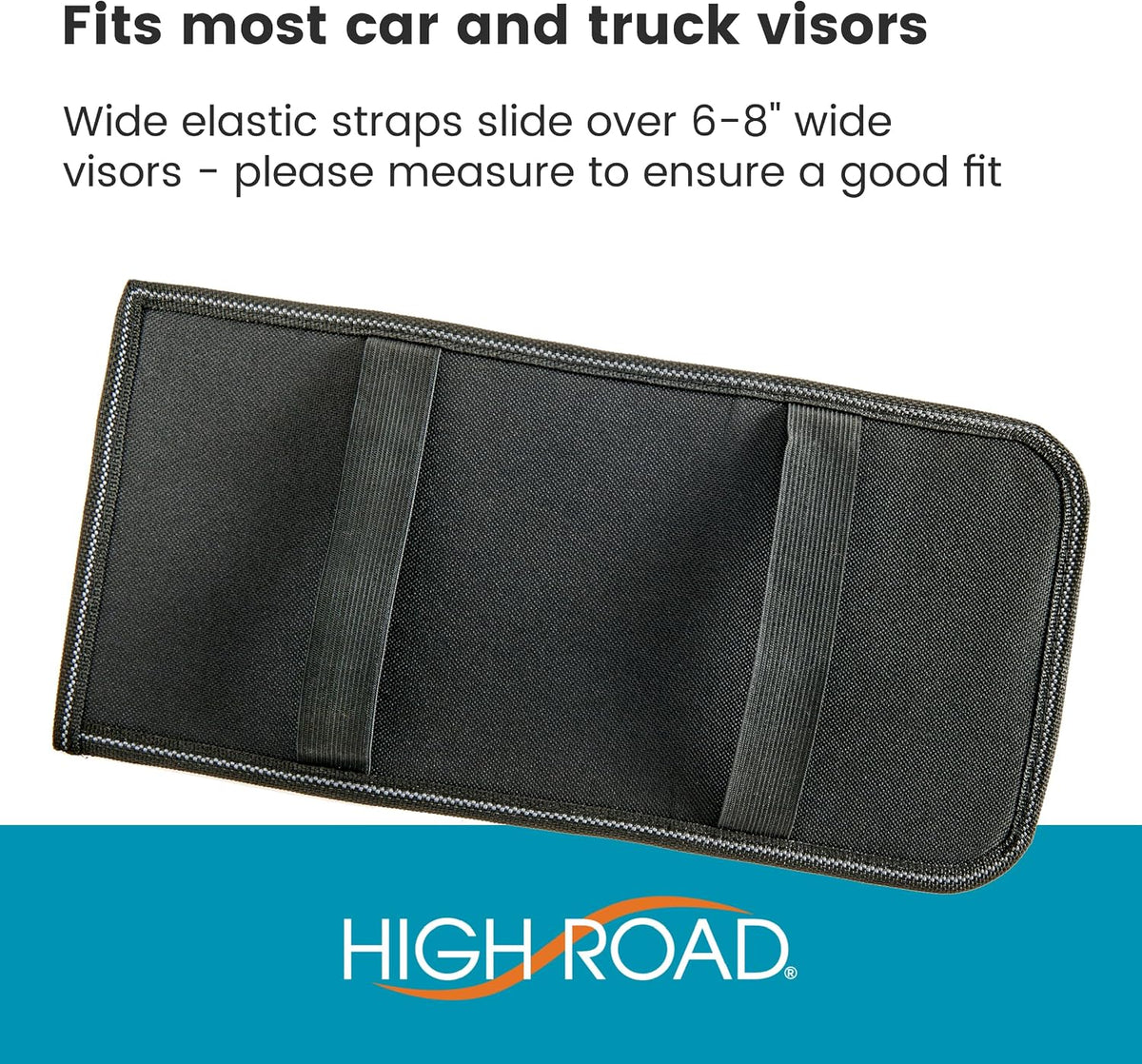 Visor Organizer with Mirror and Hidden Registration and Insurance Pocket