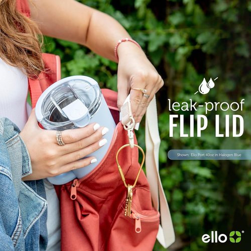 Ello Port 40oz Tumbler - Vacuum Insulated Stainless Steel Water Bottle with Carry Loop & Straw | Sage Color
