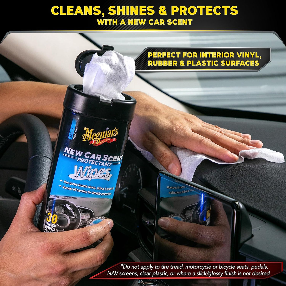 Meguiar’s New Car Scent Protectant Wipes, Car Wipes For Drivers &amp; Detailers—Car Cleaning Wipes That Clean, Protect And Freshen; Car Interior Wipes For Cars, Trucks &amp; Suvs - 30 Count