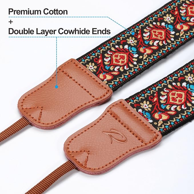Padwa Lifestyle Red Vintage Embroidered Camera Strap
