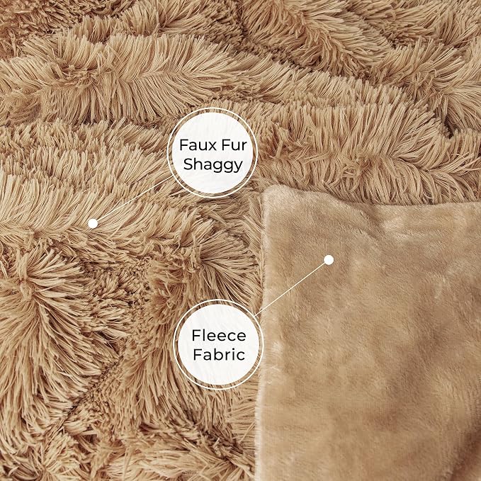 Tuddrom Decorative Extra Soft Faux Fur Throw Blanket 50" x 60", Solid