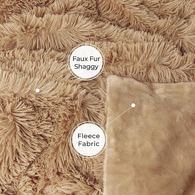 Tuddrom Decorative Extra Soft Faux Fur Blanket Queen Size 80" x 90", Solid