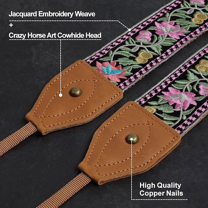 Padwa Lifestyle 2" Wide Classic Crazy Horse Art Cowhide Head Cotton Camera