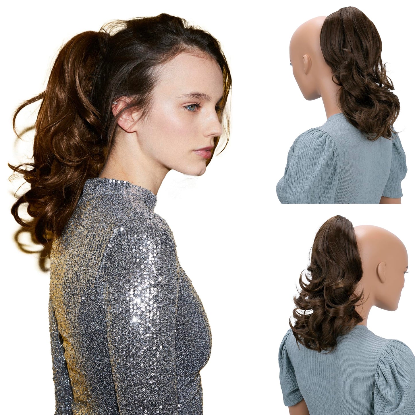 Caisha 14'' Wavy Clip On Ponytail With Butterfly Clip Hairpiece Heat-Resistant Synthetic Fibres Brown H98