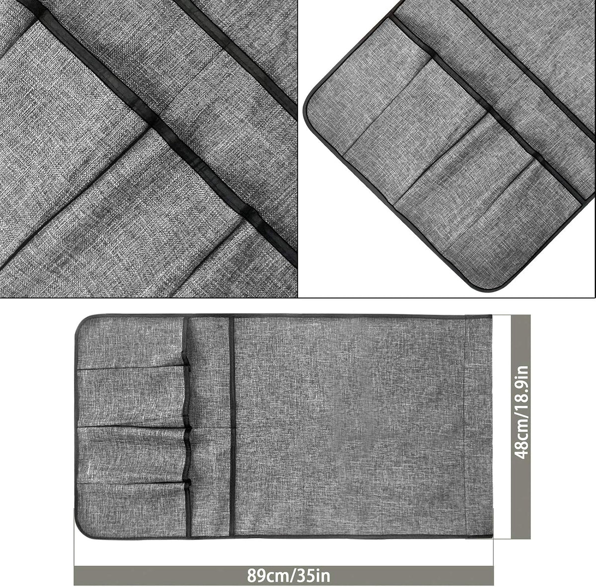 IPENNY Cotton Linen Sofa Couch Remote Control Holder Chair Armrest Caddy Pocket Organizer Storage Bag for Cellphone Tablet Notepad Book Magazines DVD Eyewears Drinker Snacks Holder Pouch