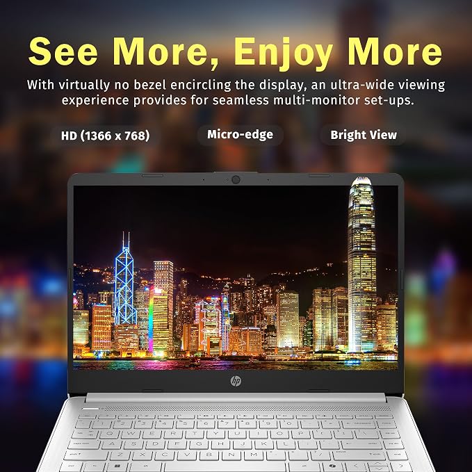 HP Stream 14" HD Laptop, Intel Processor N150, 16GB RAM, 128GB UFS, Intel Graphics, Webcam, Wi-Fi 6, Copilot, Fast Charge, Win 11, Silver (Renewed)